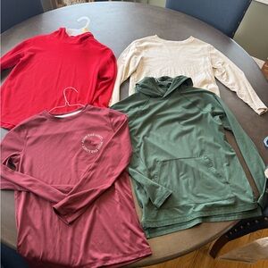 Four - Red, Cream, Green, and Burgundy Long Sleeve Tops